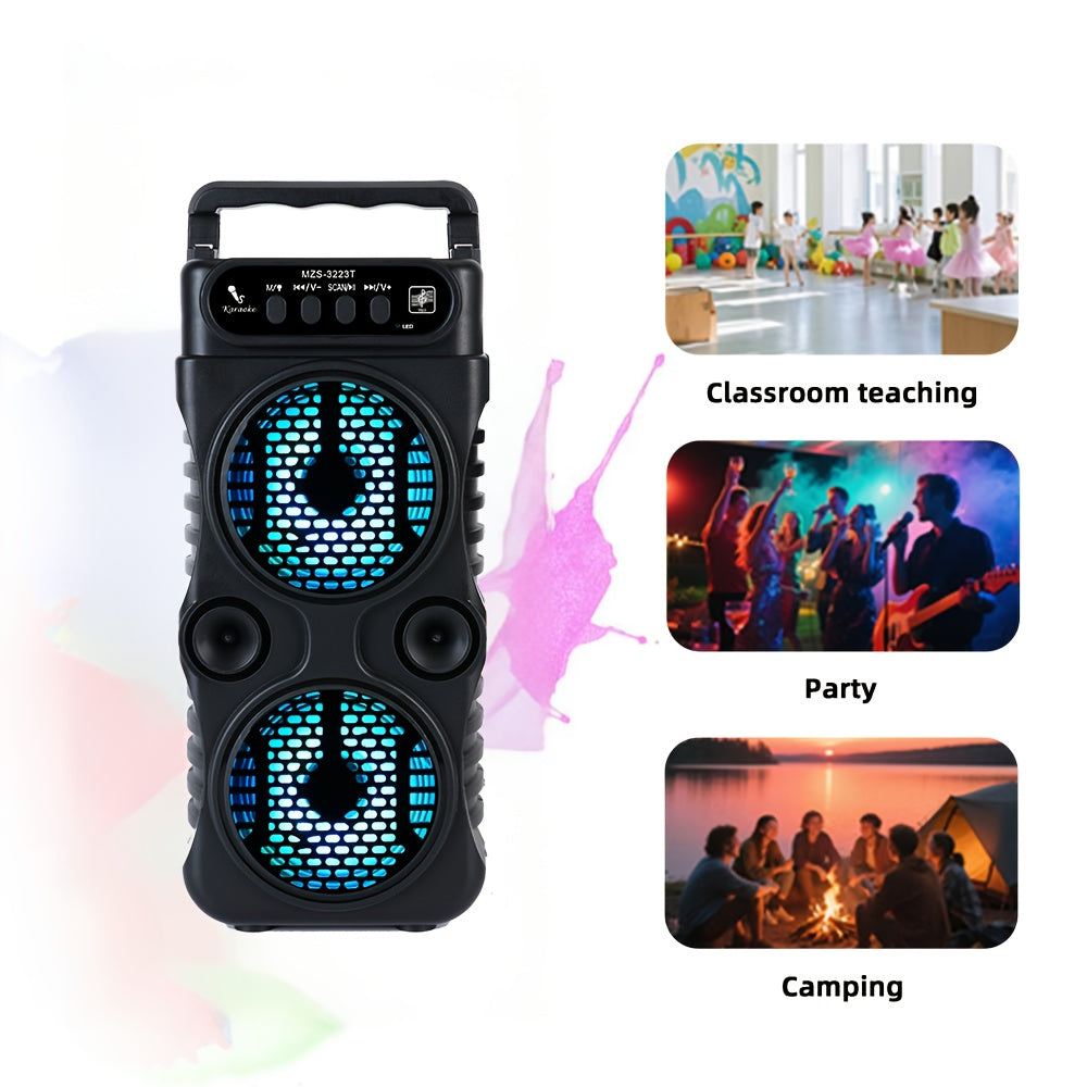 6600W Dual 3 Inch Wireless Speaker with LED Lights Colorful Lighting Effects Supports USB TF Card FM AUX Long Playtime Suitable for Christmas Parties Valentine'S Day Gifts Graduation Events Outdoor Concerts Desktop Gaming Disco Nights Compact Design