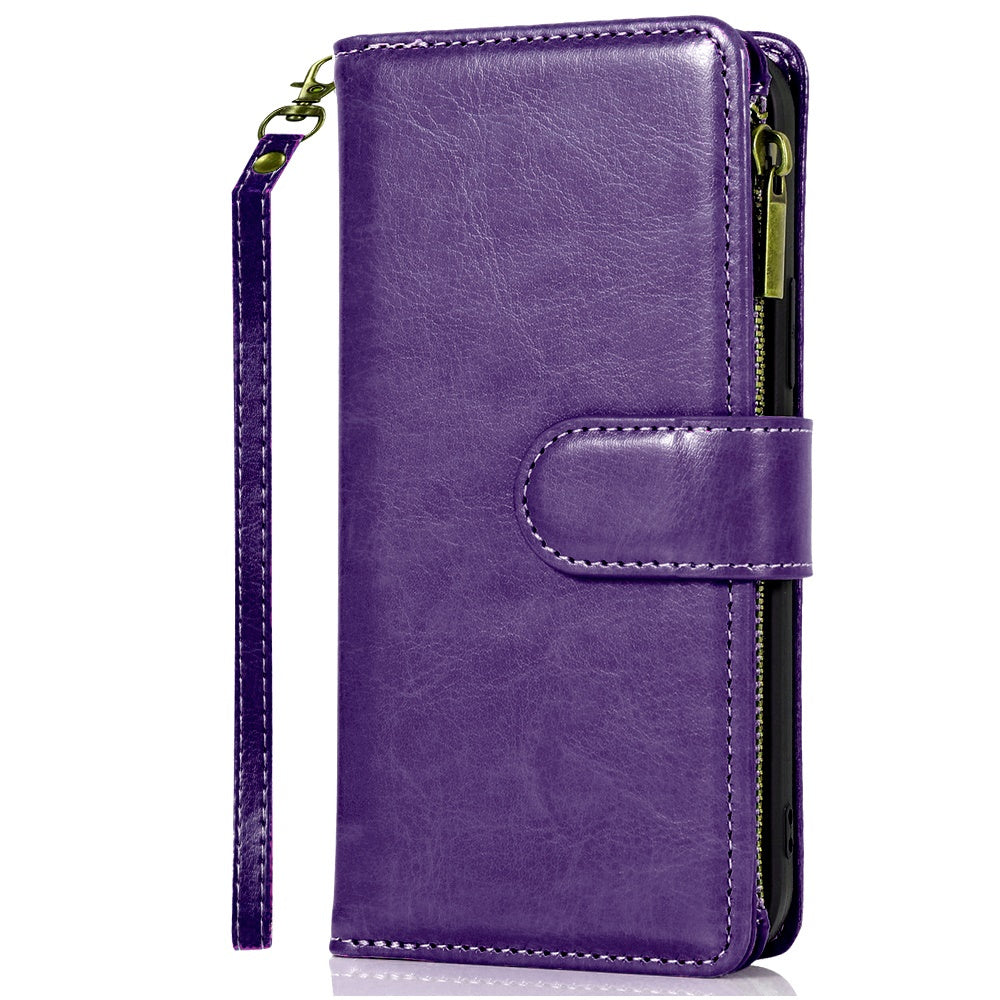 For Samsung Galaxy S25 FE Phone Case, Luxury Wallet Card ID Zipper Money Holder Case Cover