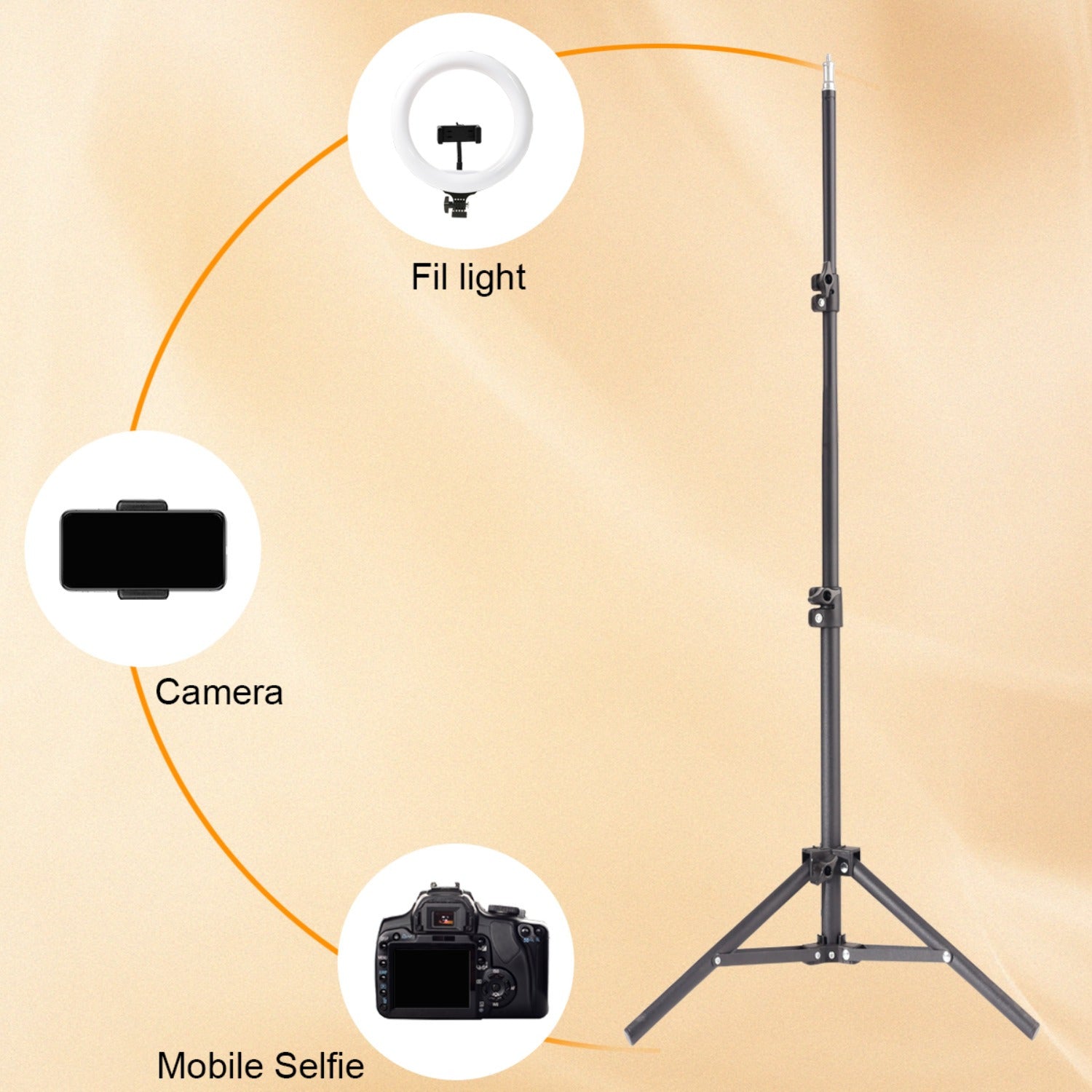 A 63-Inch Portable Mobile Tripod That Serves As a Retractable Phone Stand, Ideal for Vlogging, Live Streaming, Cooking, And Fitness. This Lightweight And Stable Tripod Features a Secure Phone Holder