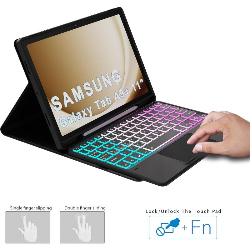 Compatible for Samsung for Samsung Galaxy Tab A9 Plus 11 Inch (SM-X210/X215/X216/X218) Tablet Case with Detachable USB-C Keyboard - Magnetic Cover, Pen Slot, External Input, Compatible for iPad Air & MacOS Accessory