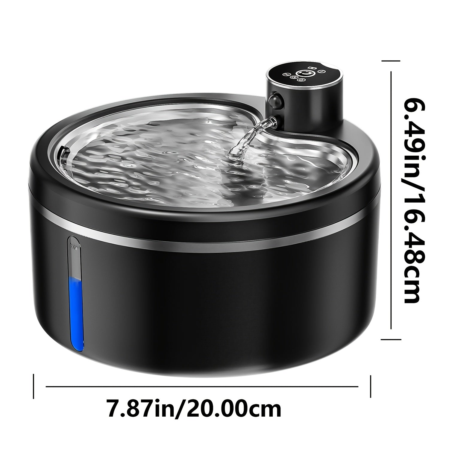 84.54oz Cordless Stainless Steel Basin Cat Water Fountain, Rechargeable Battery Operated Pet Waterer with Motion Sensor & 2 Filters