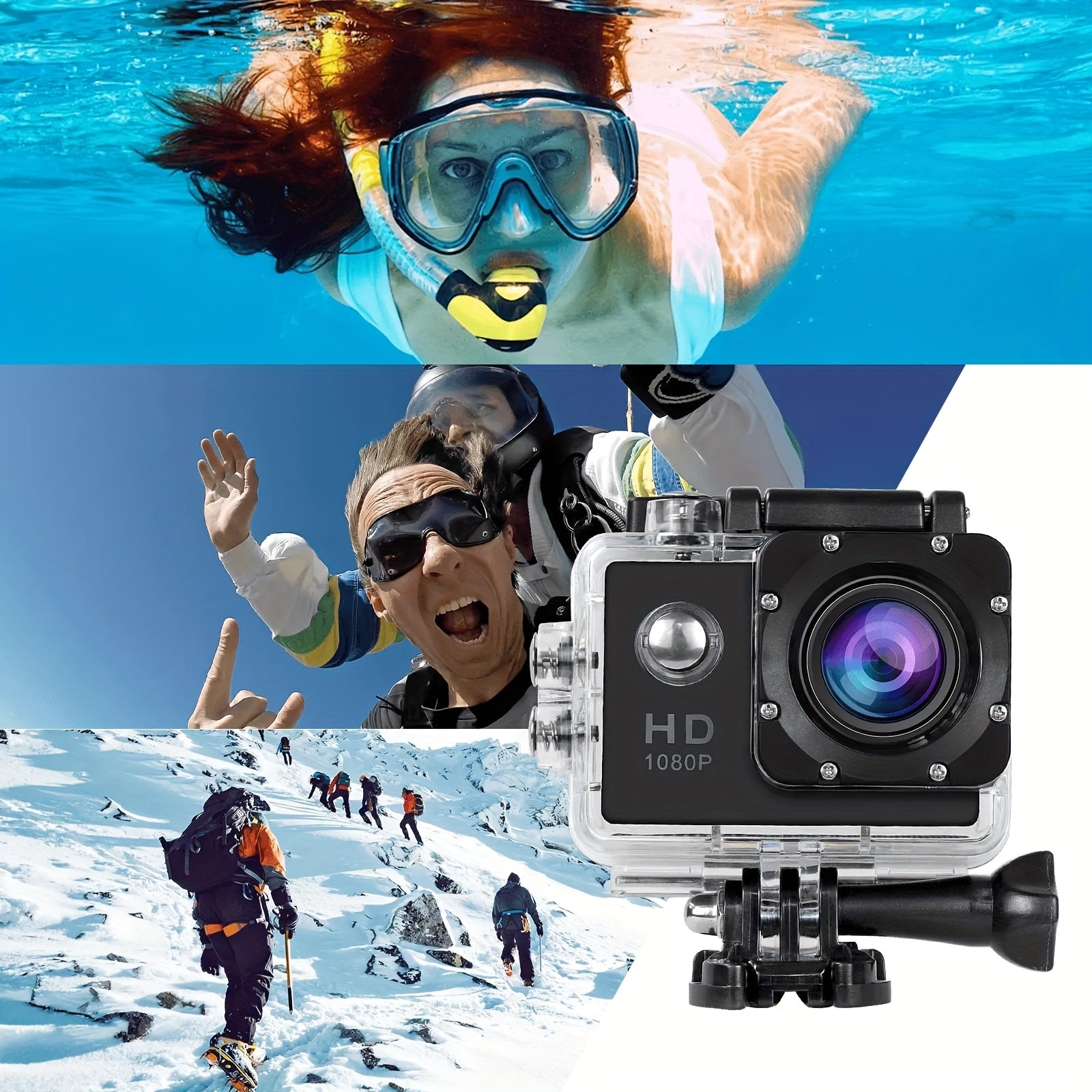 HD 1080P Action Camera for Outdoor Sports, Featuring a 2.0-Inch LCD And 170° Wide-Angle Lens, Perfect for Swimming, Rock Climbing, And Cycling. an Ideal Gift for Birthdays And Holidays