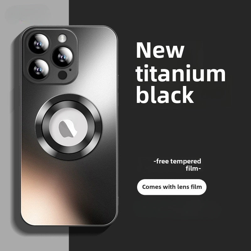 Mobile Phone Case, Skin-Sensitive Frosted Glass, Built-In Lens Film Anti-Drop Protective Case Ultra-Thin Magnetic, Suitable for Apple 17Promax Iphone15Promax 14Pro 16Pro 16Plus
