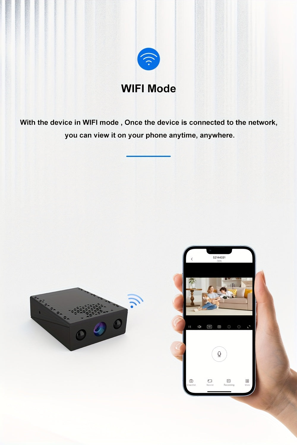 Full HD Mini Wireless Security Camera Night Vision Motion Detection Voice Recording Capability Built-In AP Hotspot No Internet Needed Easy Install Cloud Storage for Home Apartment Garage Porch Baby Pet Black Wireless Surveillance Camera
