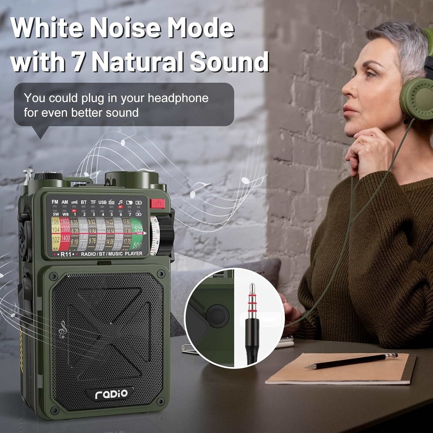Digital Shortwave Radio Winter Storm Survival Gear with AM/FM/SW NOAA Weather Alert, 4000mAh Emergency Radio Hand Crank Solar, 5W Speaker/SOS/Flashlight/Support SD Card USB MP3 Player for Emergency