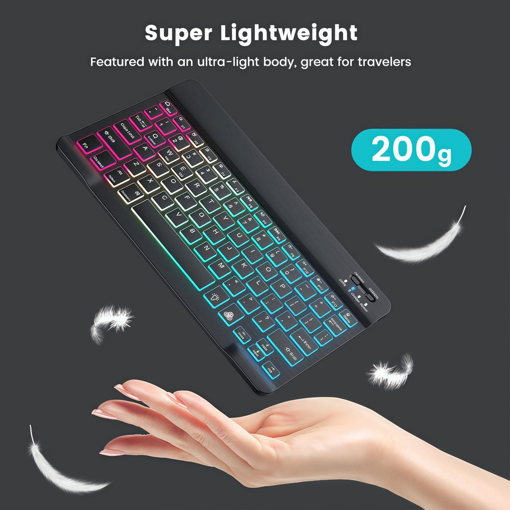 KLZO Keyboard and Mouse Combo Compatible for PC, Computer Set with Color-Changing Backlight, 7 Color RGB, Quiet Scissor- Keys, Ultra-Thin Compact, - (No Adapter Included)