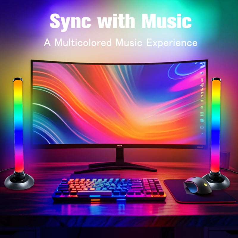2pcs RGB IC LED Light Strip Set - 16 Million Colors, 8 Dynamic Modes, Music Sync & App Control with /-like Smart Hub-Free Operation, USB- RGB Lights for TV Backlight, Gaming, RGB PC/Laptop/Desktop Decoration