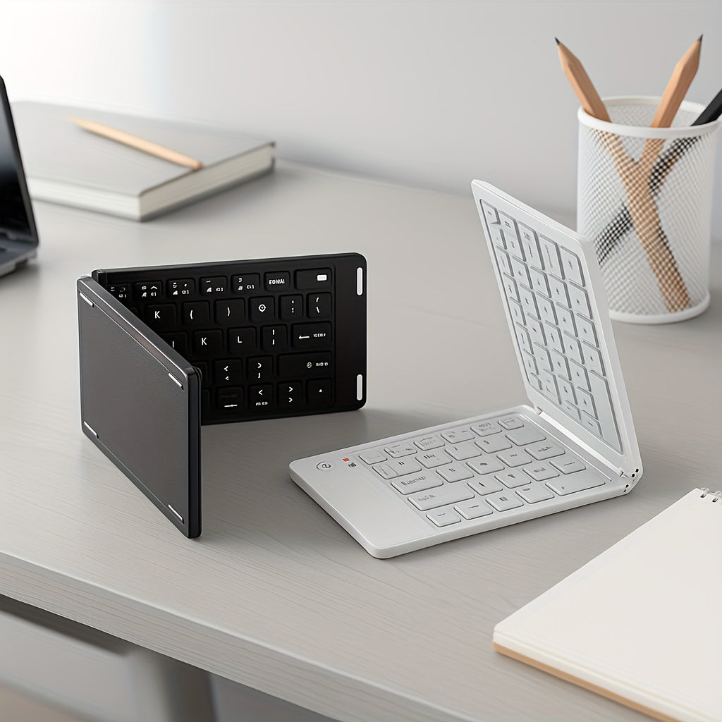 Ultra-thin Wireless Foldable Keyboard, Rechargeable Magnetic 7.3mm Ultra Slim and Compact Keyboard with Media Hotkeys for Computer Desktop PC Laptop Smart TV