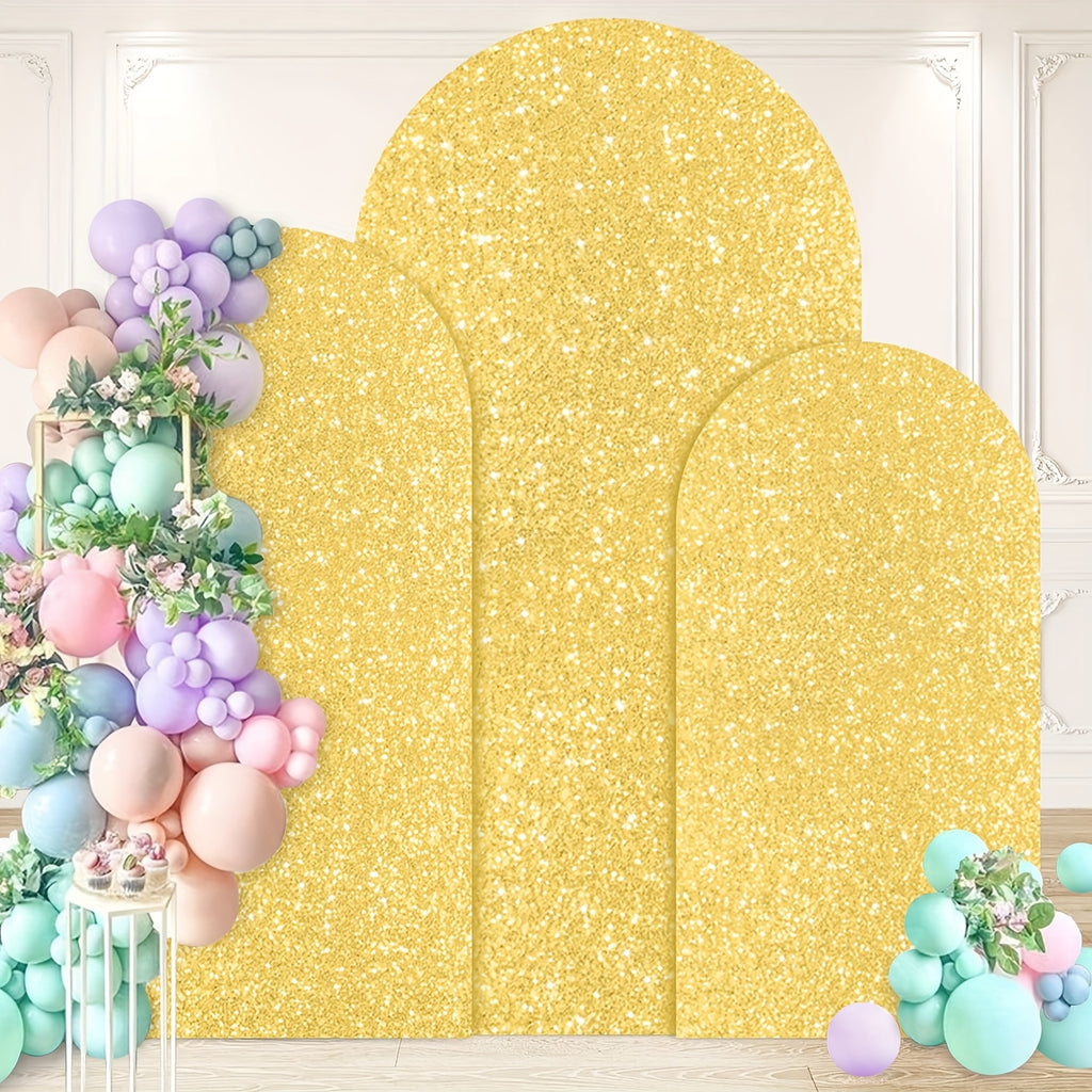 3pcs 6ft 6.6ft 7.2ft Wedding Arch Cover Sequins Arch Cover Metallic Arch Stand Cover Spandex Arch Backdrop Cover Payette Glitter Arch Cover for Birthday Party Wedding Decoration