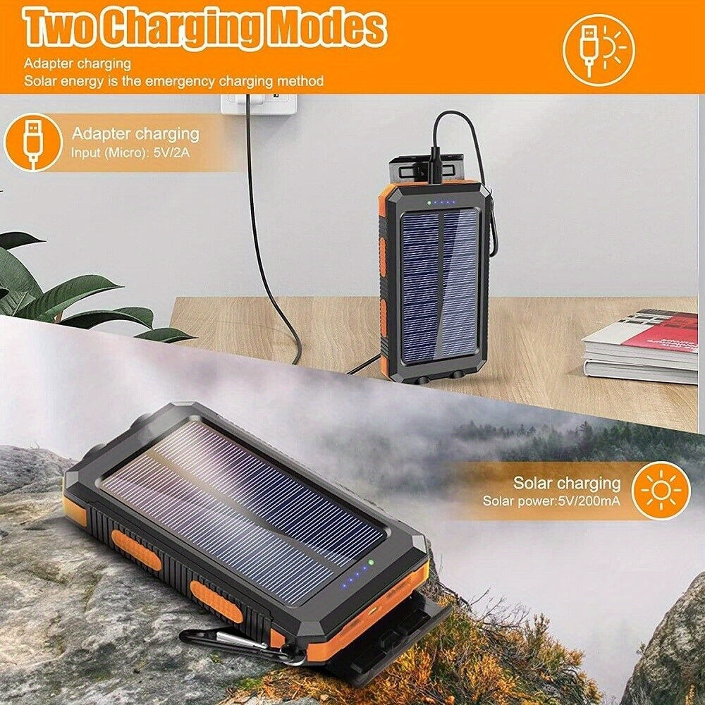 Solar Charger - 45800Mah Power Bank, Portable Solar Phone Battery Panel Charger, QC3.0 Dual USB Port Battery Pack Charger for All Cell Phones & Electronic Devices - Long Lasting, Travel Camping, LED Flashlight