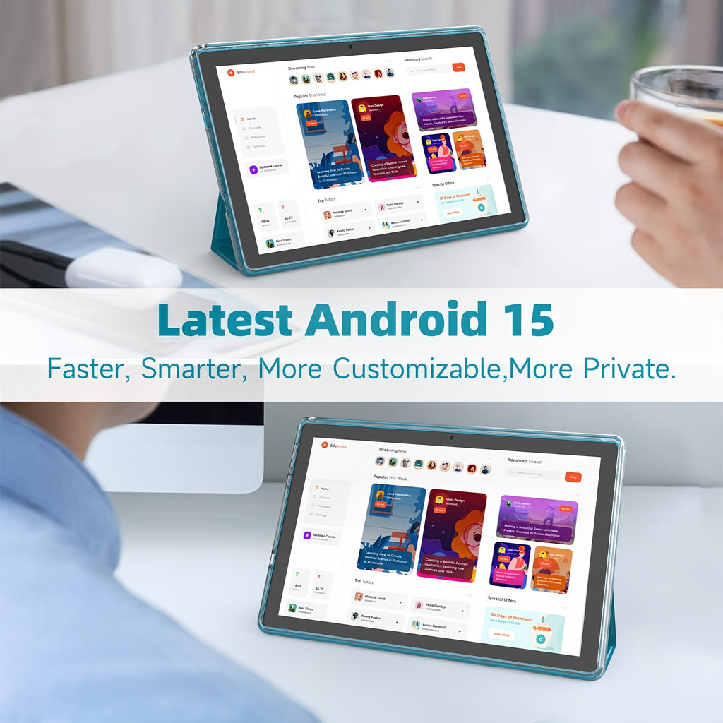 [Android 15 Tablet] Android 15 Tablet 10 Inch Tablet 12GB+6GB RAM + 128GB ROM + 1TB Expanded, RK3562 Quad-Core, 2.4G/5G WiFi Tablet, IPS Touch Screen Tablets, Tablet, Pad