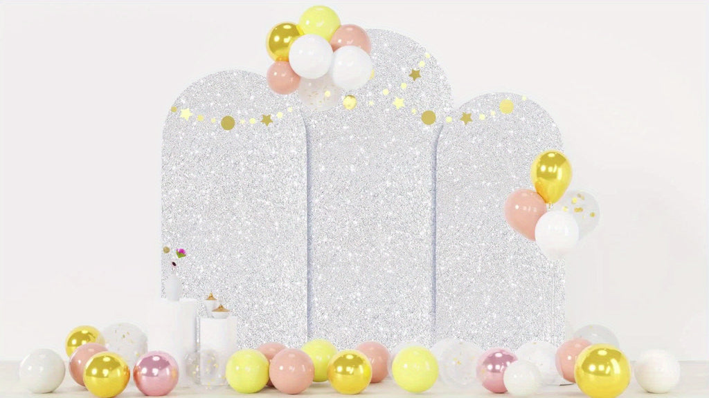 2 Sets Wedding Arch Cover Sequin Panel Arch Cover 6Ft 7.2Ft Metal Arch Cover Spandex Arch Backdrop Cover PAIMETTER PAIMETTE GLITTER ARCH COVER ARCH COVER Cover