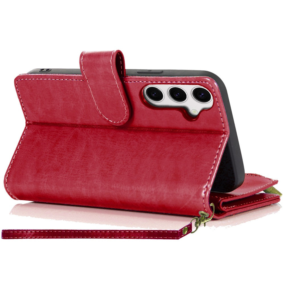 For Samsung Galaxy S25 FE Phone Case, Luxury Wallet Card ID Zipper Money Holder Case Cover