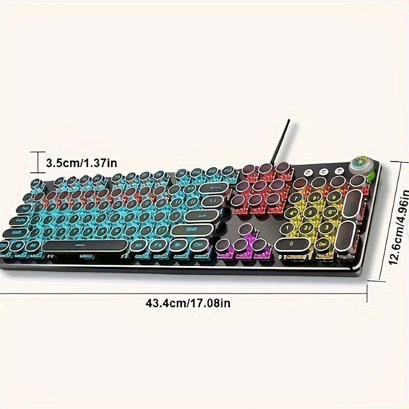 34 Lighting Effects True Mechanical Keyboard And Mouse Combo, High Aesthetic & Stylish, Hot-Swappable Blue Switches, Retro Style, USB Wired, for Desktop Laptop Windows Mac OS, Christmas Gift for Boyfriend Girlfriend