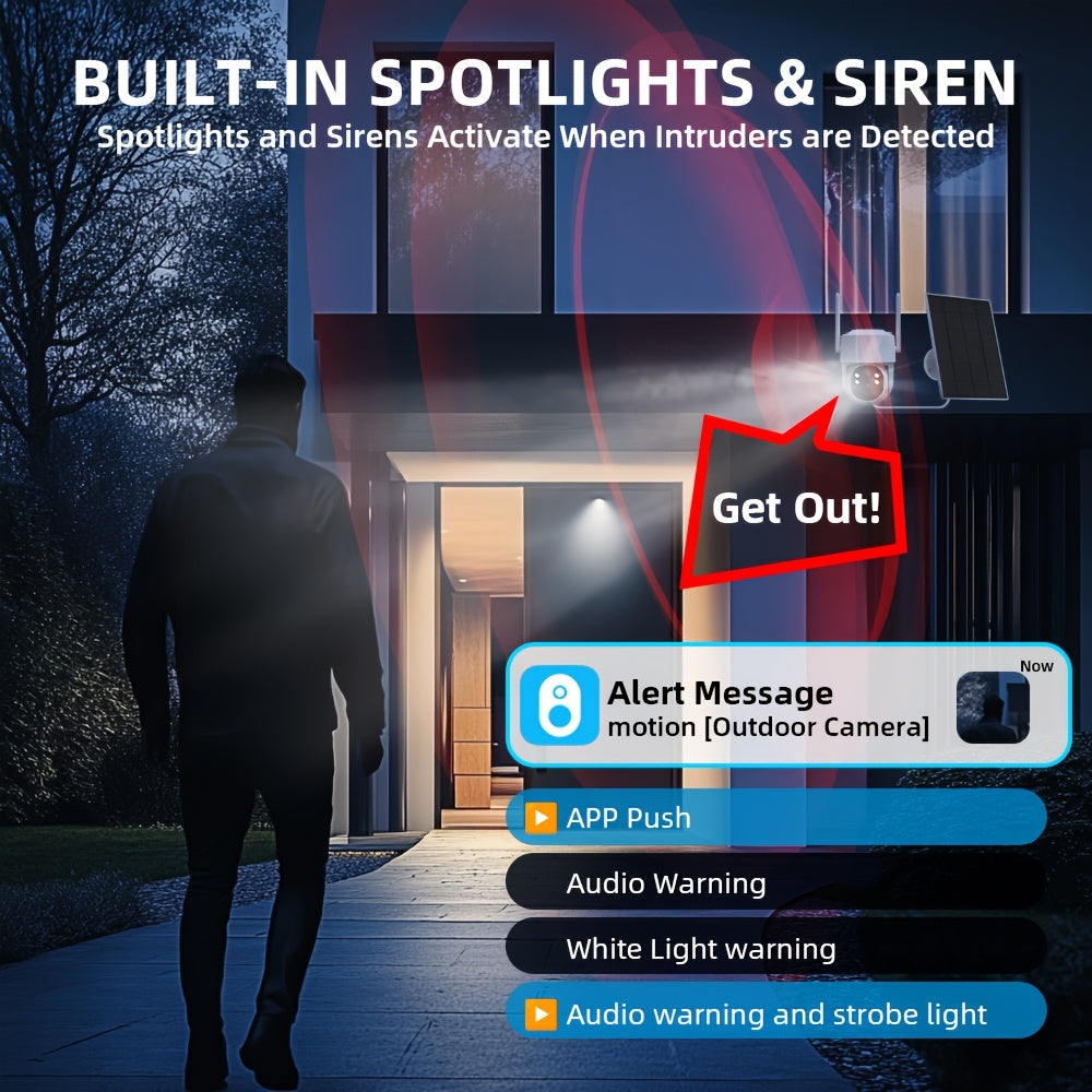 3MP Solar Security Cameras | Wireless Outdoor with 360° View, Smart Siren, Spotlights, 3MP HD Color Night Vision, AI Human Detection, 2-Way Talk, Human Tracking, Weatherproof, Wall Hanging, Motion-Sensor, Wi-Fi Function