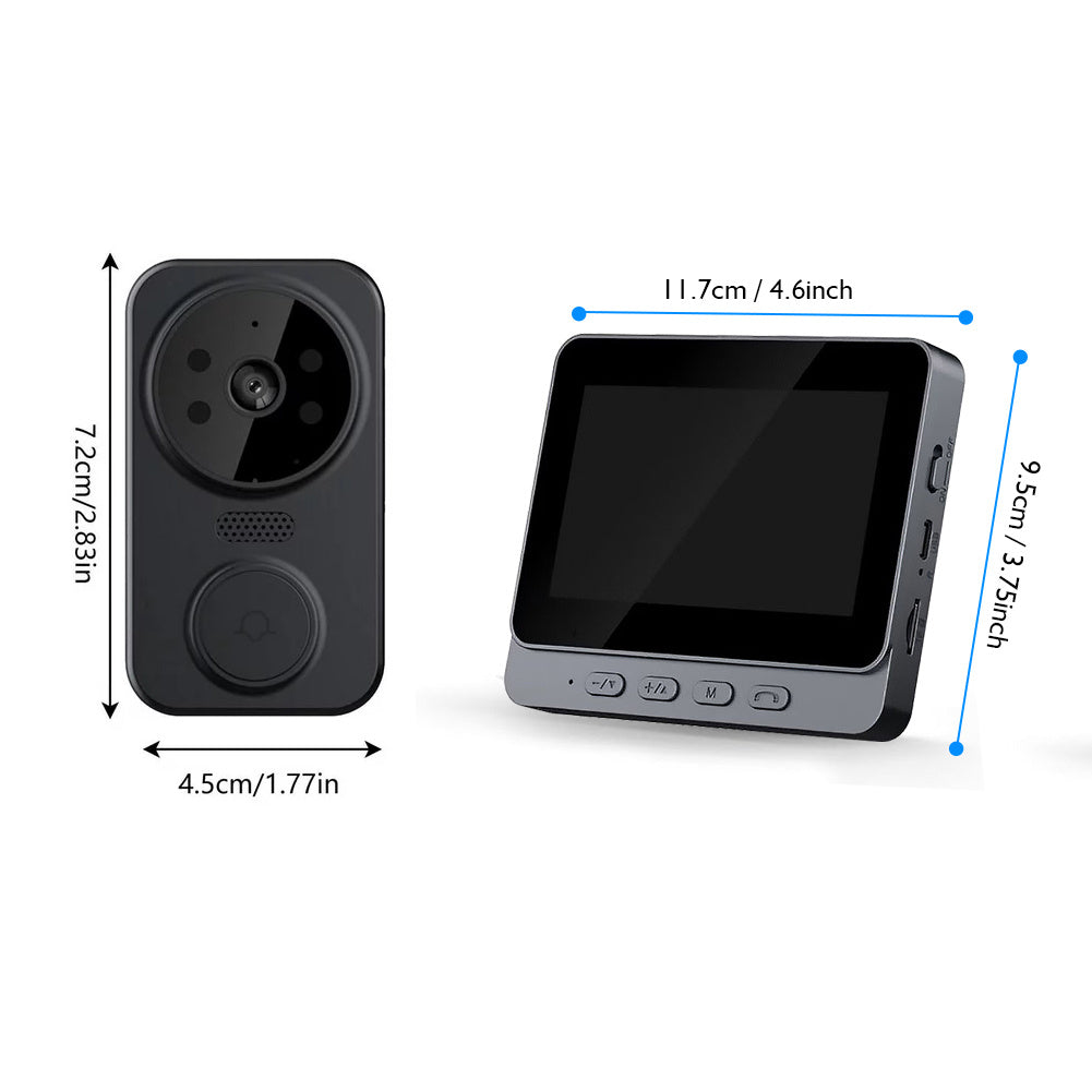 Smart Video Doorbell, Wireless Video Doorbell, Visual Doorbell Camera, 4.3-inch IPS 720P Monitor Screen Doorbell Camera with, Two-Way Audio, Enhanced Night Vision, Long Battery Life, Wall-Mounted, No Subscription, No WiFi Required, No App Required