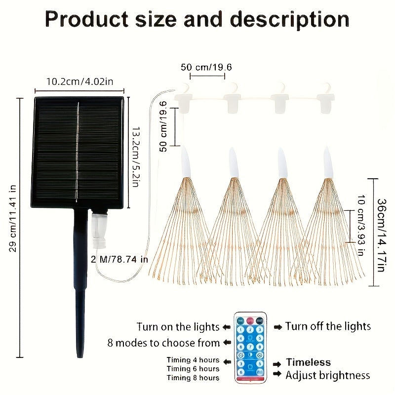 [Christmas] 4/5pcs Solar Starburst Lanterns with Remote Timer -8 Modes, Adjustable Brightness, 240/360/480 LEDS, Fairy Lights for Yard, Party Tents, Christmas - Pure Copper Wire, Outdoor Lighting | Starburst Design | Durable Outdoor Lights