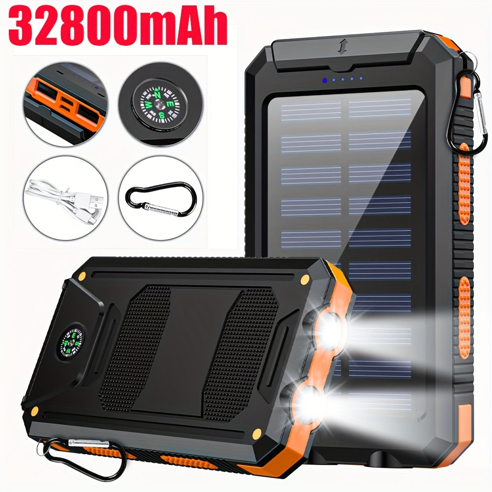 [Solar Power Bank] 32800/38800mAh Solar Power Bank Wireless Charger Built In 4 Cables 6 Outputs 15W Fast Charging Power Bank With Dual Flashlights -for Travel, And Camping External Backup Battery Pack, Emergency Backup For GPS, Flashlights, For IPhone 17/