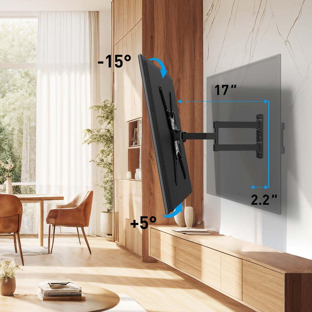 Full Motion Tv Wall Mount | Articulating Arms, Swivel, Tilt, And Rotation For Most 37-75 Inch Oled, Lcd, Led Flat And Curved Tvs, Max Vesa 600X400Mm, Extends To 24-Inch Wood Studs, Supports Up To 132 Lbs