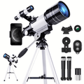 150X telescope, 70mm aperture telescope, suitable for adults, portable astronomical telescope, with tripod phone holder, eyepiece, Barlow lens, perfect for big viewing nature, education, and exploration. It is the best Christmas gift for family members an