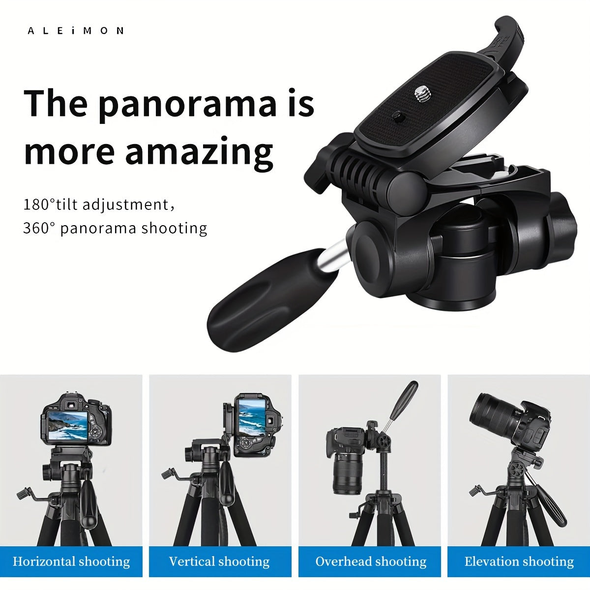 ALEiMEN Aluminum Alloy Tripod, 74-inch Professional Heavy-duty Camera Stand with Dual Quick Release Plate, Phone Clip, Carrying Bag for DSLR Cameras, Mobile Phones, Projectors, Scopes, Webcams -