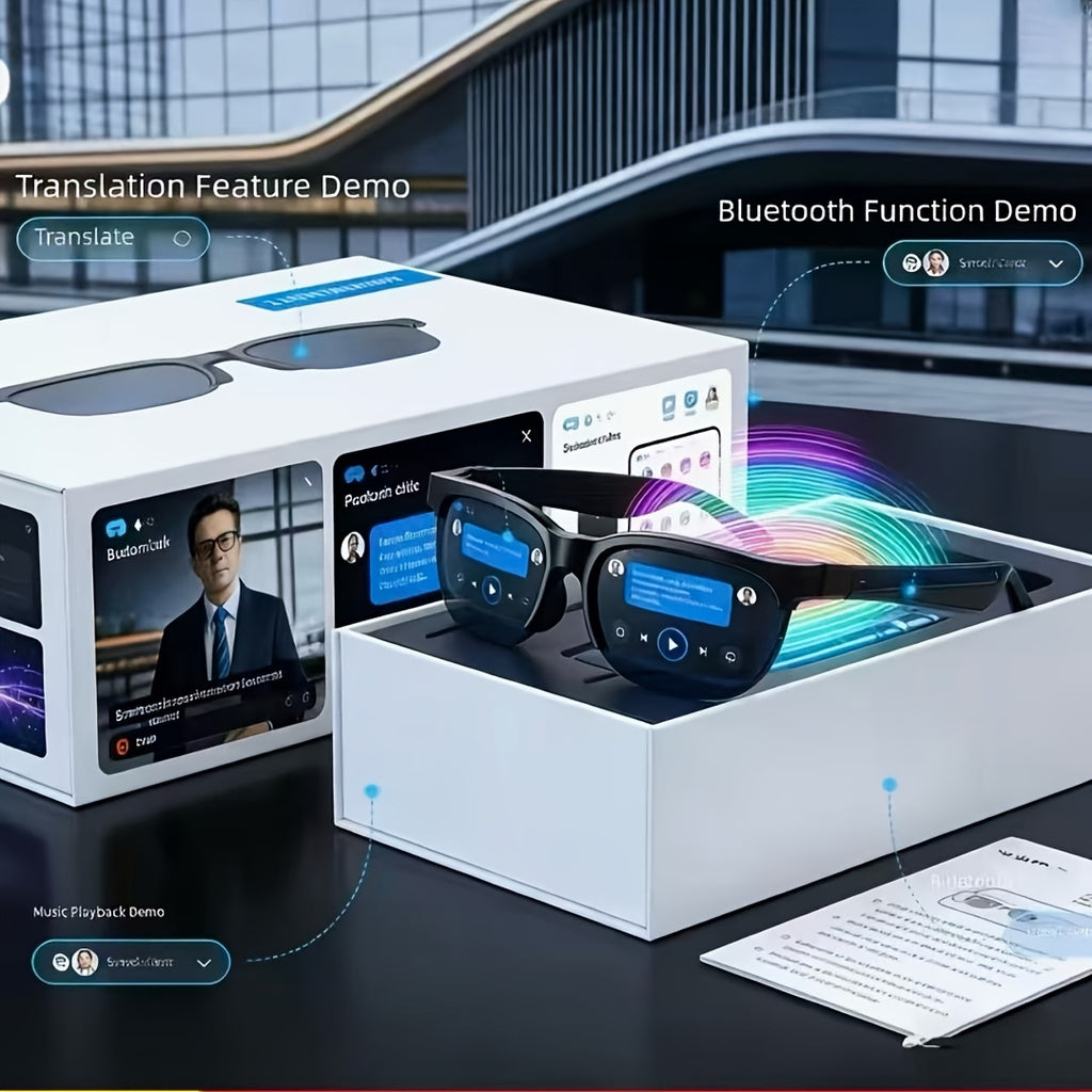 The AI-powered Translation Glasses Feature Stylish Glass Lenses And Are Equipped With A Powerful AI Translation System. They Support Real-time Translation And Summary Of Meeting Notes, High-speed WiFi Transmission, And Are Suitable For Various Occas