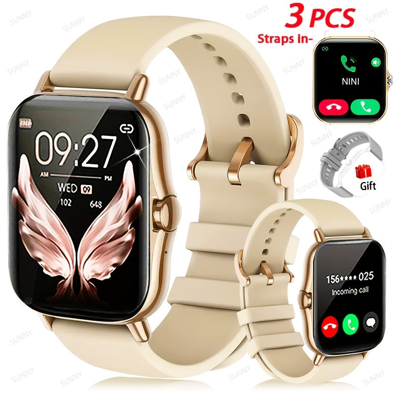 New Smartwatch -1.83in Full Touchscreen Smartwatch - Comes with A Free Strap, Android And iPhone Phone Answering, Message Notifications, Step And Calorie Tracking, Multiple Exercise Modes, Pedometer, Weather Reminder, Suitable for Both Men And Women