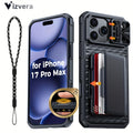 Phone Case - Case Wallet Compatible with The Iphone 17 Pro Max, Featuring a Mobile Phone Lanyard And a Built-In Card Holder That Can Hold 4 to 5 Cards. It Includes a Sliding Lens Cover And a Camera Control Capture Button