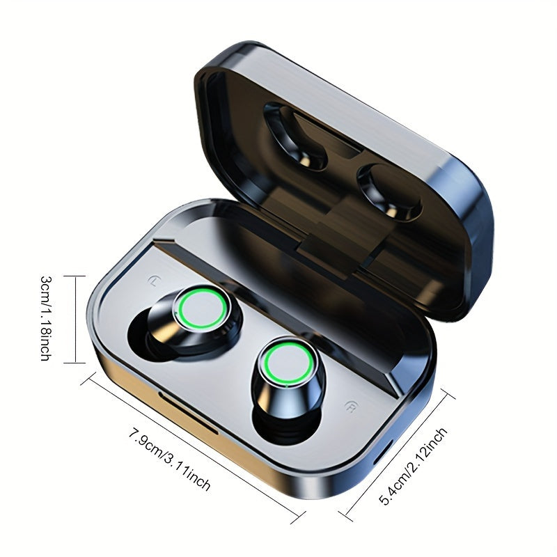 Wireless Earbuds with Digital Display, BT 5.4, HiFi HD Stereo & Noise Cancelling for Calls, USB-C Charging, App & Volume Control, Anime Design, Durable Plastic - Comfort Fit for Adults, Fashion Mirror Design, Communication Enhancement, Gift Idea
