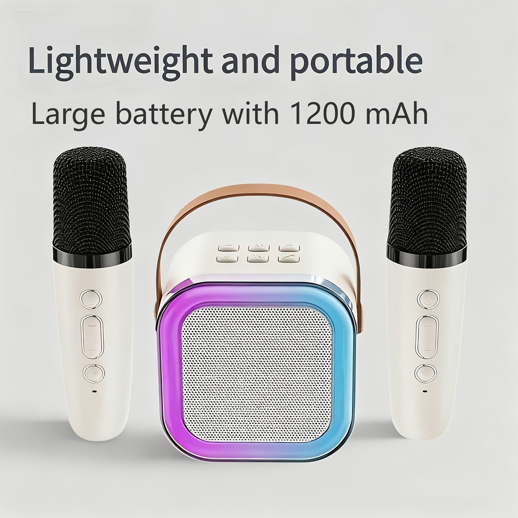 [Ideal Gift] High-Value Portable Speaker, A 3pcs Set Including One Speaker And Two Microphones, With A Large 1200mAh Battery. Ideal For Family Gatherings, KTV Sessions With Friends, And The Top Choice For Gifts