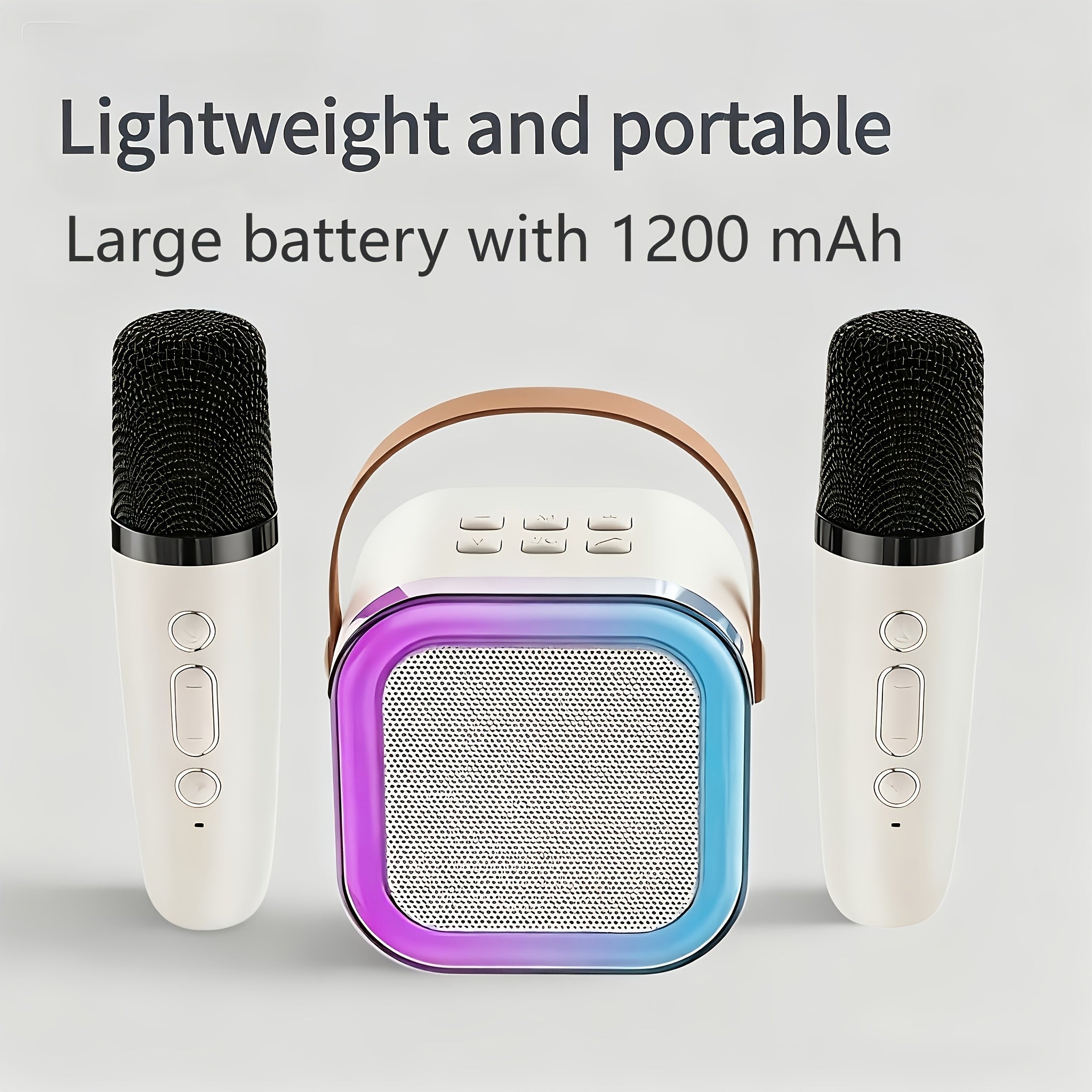 [Ideal Gift] High-Value Portable Speaker, A 3pcs Set Including One Speaker And Two Microphones, With A Large 1200mAh Battery. Ideal For Family Gatherings, KTV Sessions With Friends, And The Top Choice For Gifts