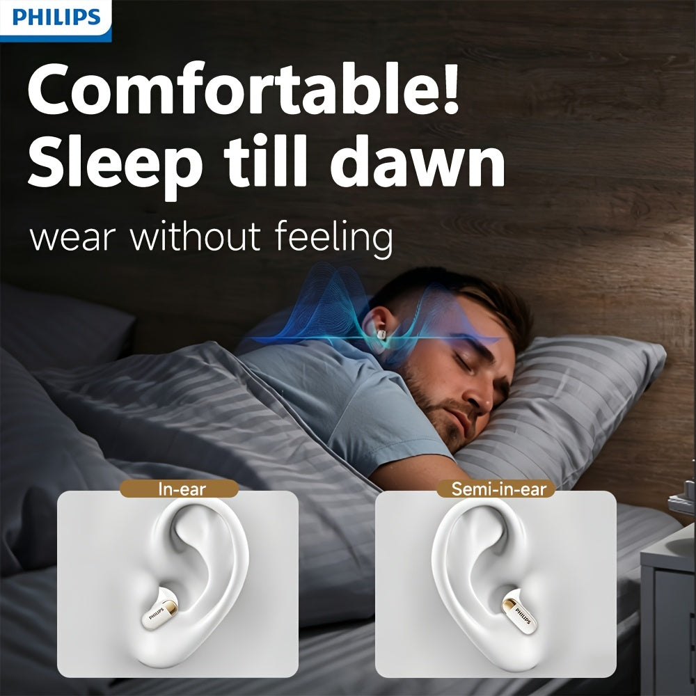 Philips True Wireless Earbuds with LED Power Display - Stereo In-Ear Headphones, Microphone for Calls, Large Capacity Charging Case, Extended Design for All Smartphones, TAT2169