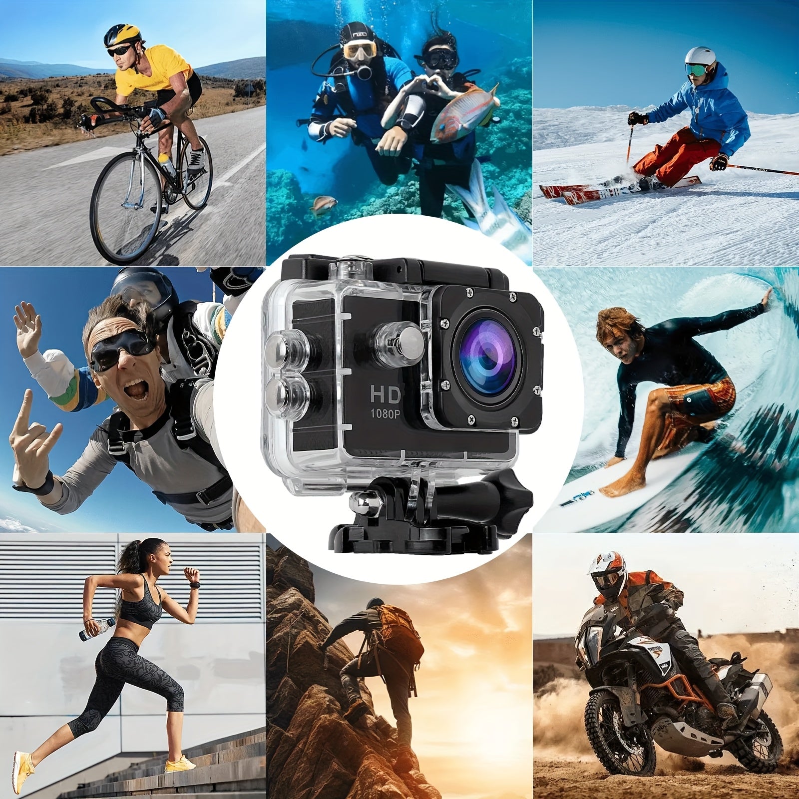 HD 1080P Action Camera for Outdoor Sports, Featuring a 2.0-Inch LCD And 170° Wide-Angle Lens, Perfect for Swimming, Rock Climbing, And Cycling. an Ideal Gift for Birthdays And Holidays
