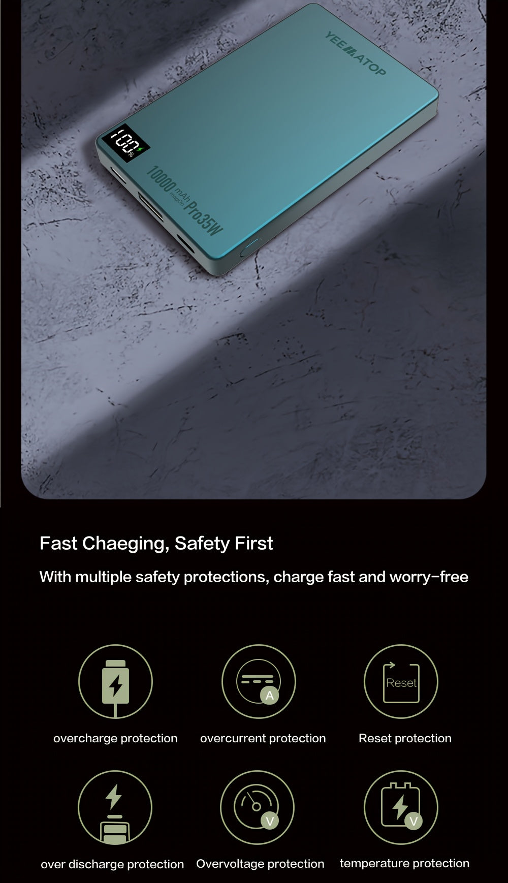 Compact 10000Mah Magnetic Wireless Fast Charging Power Bank, Featuring USB Type C 35W PD, USB 30W Qc 3.0 Fast Charging, Compatible with PPS, Designed for Magsafe Battery Pack