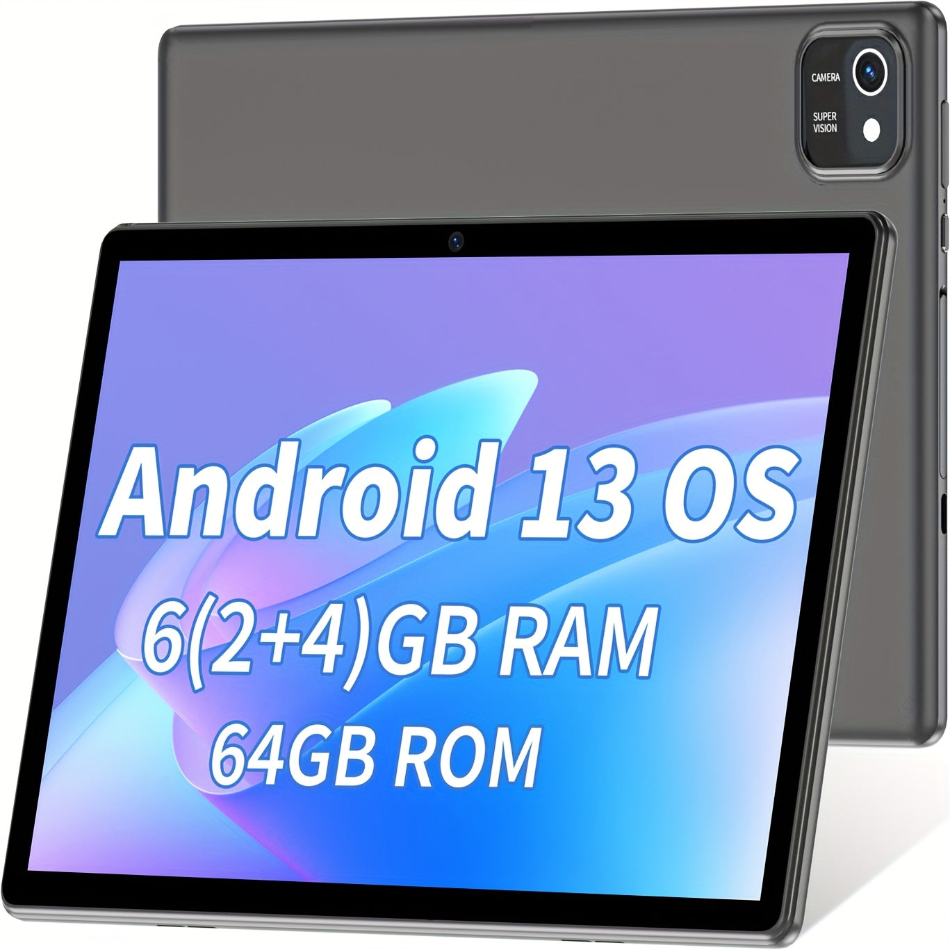 [Android Tablet 10-Inch] New Android 13, 10-Inch Android Tablet, 6 (2+4) 64GB, 4-Core Tablet, IPS HD Touchscreen, Powerful Performance, Large Capacity, And Long Battery Life, Tablet, Pad, Tablet, Pad