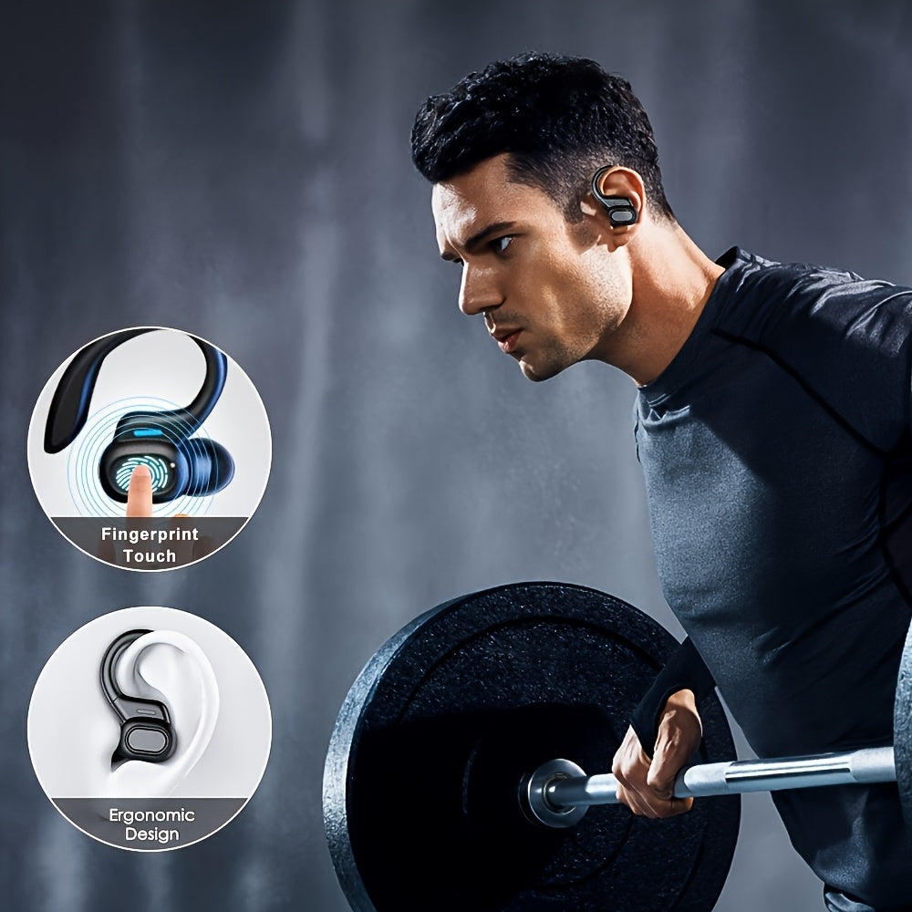 True Wireless Earbuds, Wireless 5.4 TWS Earphones with Mic | Sport Earhook Headset, Stereo In Ear Headphones with LED Display Charging Case, Non, Noise Cancellation for Voice Calls, Touch Control, Lithium Polymer Battery