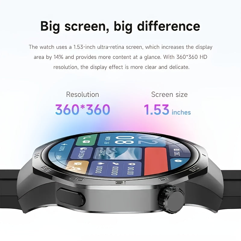 [Valentine's Day Gift] Valentine's Day Gift: Men's Smartwatch - HD TFT Display, Hexagonal Bezel, Wireless Calling & Messaging, 150+ Sports Modes, Dynamic Activity Tracker, Weather Alerts, Android/iOS Compatible (Black Silicone Strap), Activity Monitoring,