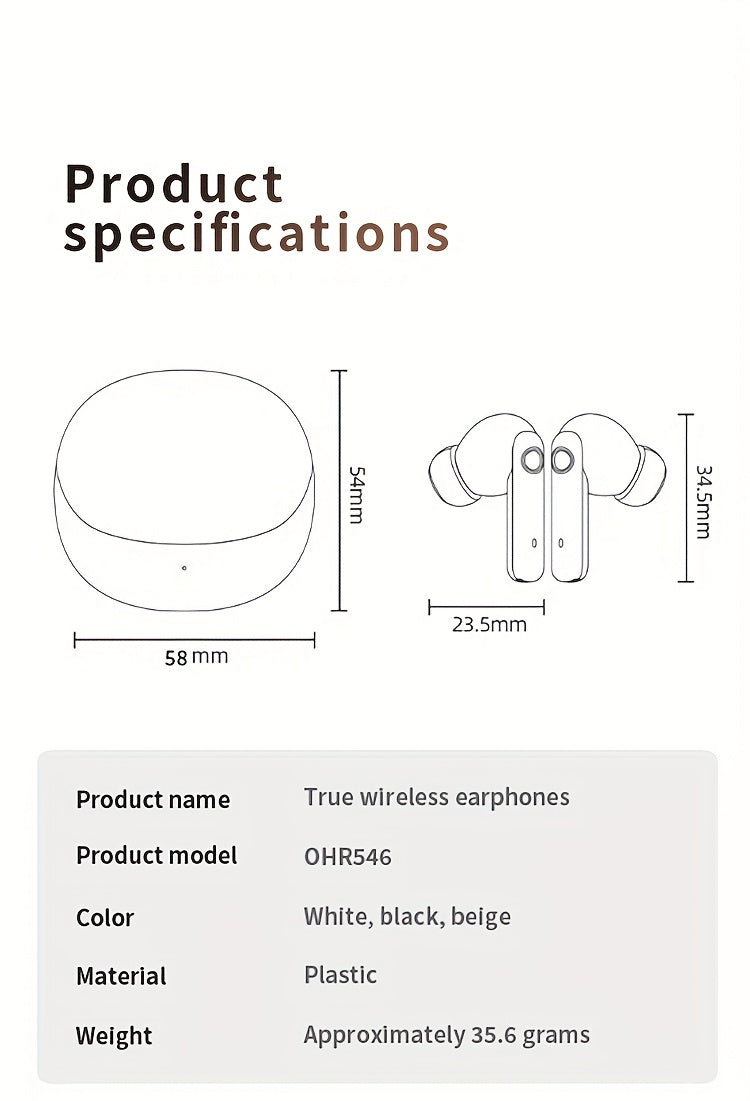 Acer In-Ear Headphones - Wireless TWS, Stereo Sound Effect, Super Long Standby, Chip V5. 4, Rapid Shipping, Multi-Device Compatible with Phone, Pad, Laptop, Ideal for Study, Business, Gym, Running, Perfect Christmas, Gift Present, Wireless Headphones, Bus