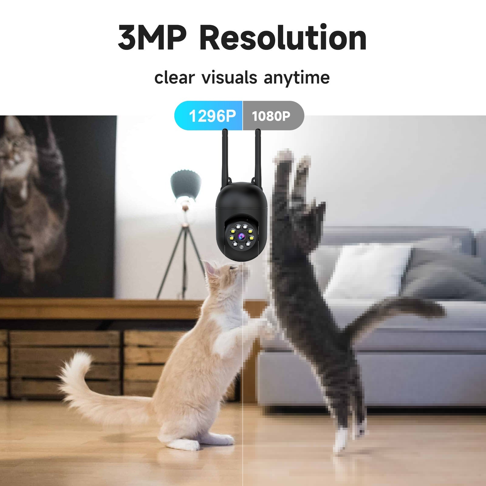 [AI Wireless Camera] 4pcs Wireless Camera Indoor | 3MP, CLOUD Storage, 2.4/5G WiFi, AI Motion Detection, Two-Way Audio, Color Night Vision, Home Surveillance Security System