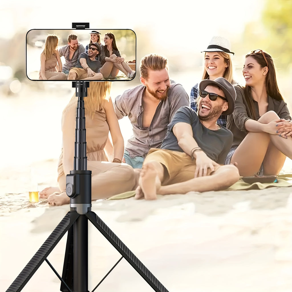 72" Retractable Tripod Selfie Stick For IPhone, Cell Phone Tripod Aluminum Stand With Wireless Remote Control And Detachable Phone Holder, Portable Cell Phone Tripod For IPhone Android Phone And Camera