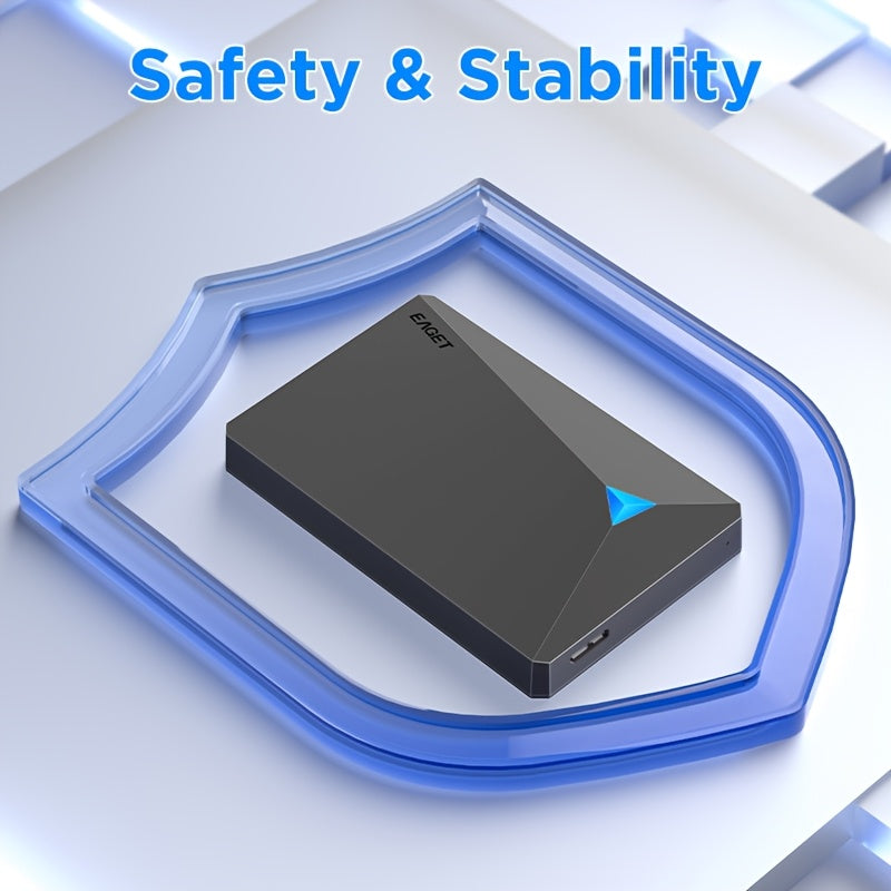 EAGET Mobile Hard Drive for PC, Mac, PS4, Xbox One - High Speed Transfer, Videos & Music Backup, NTFS File System, USB Connectivity, Compatible with Laptop
