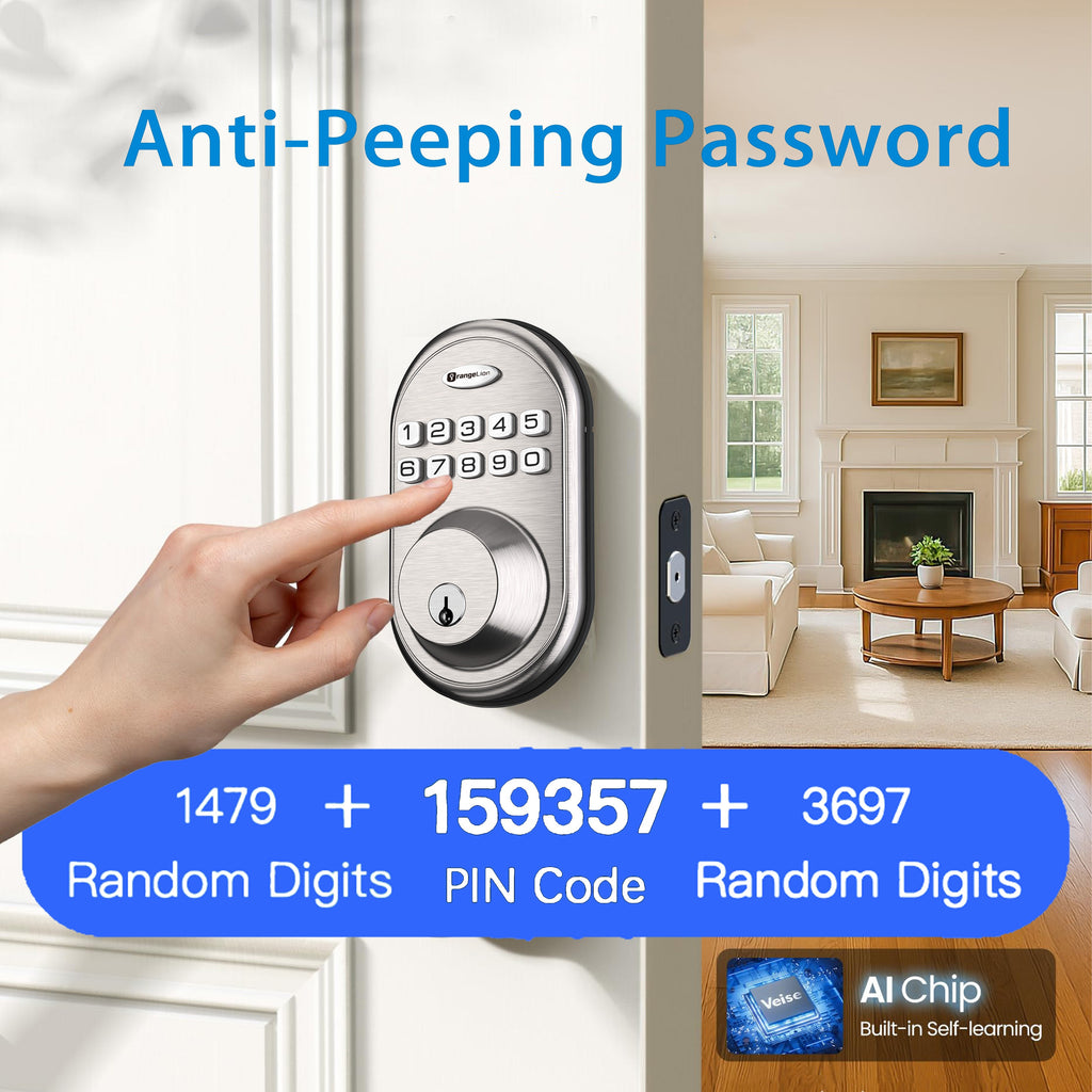 Keypad Door Lock, Keypad Deadbolt, Keyless Entry Door Lock, Electronic Keypad Smart Lock, 100-Code Capacity, Backup Key, Auto-Lock Feature, Anti-Peeping Code, Fits Most Standard Doors, Villas, Courtyards, Apartments (Batteries Not Included