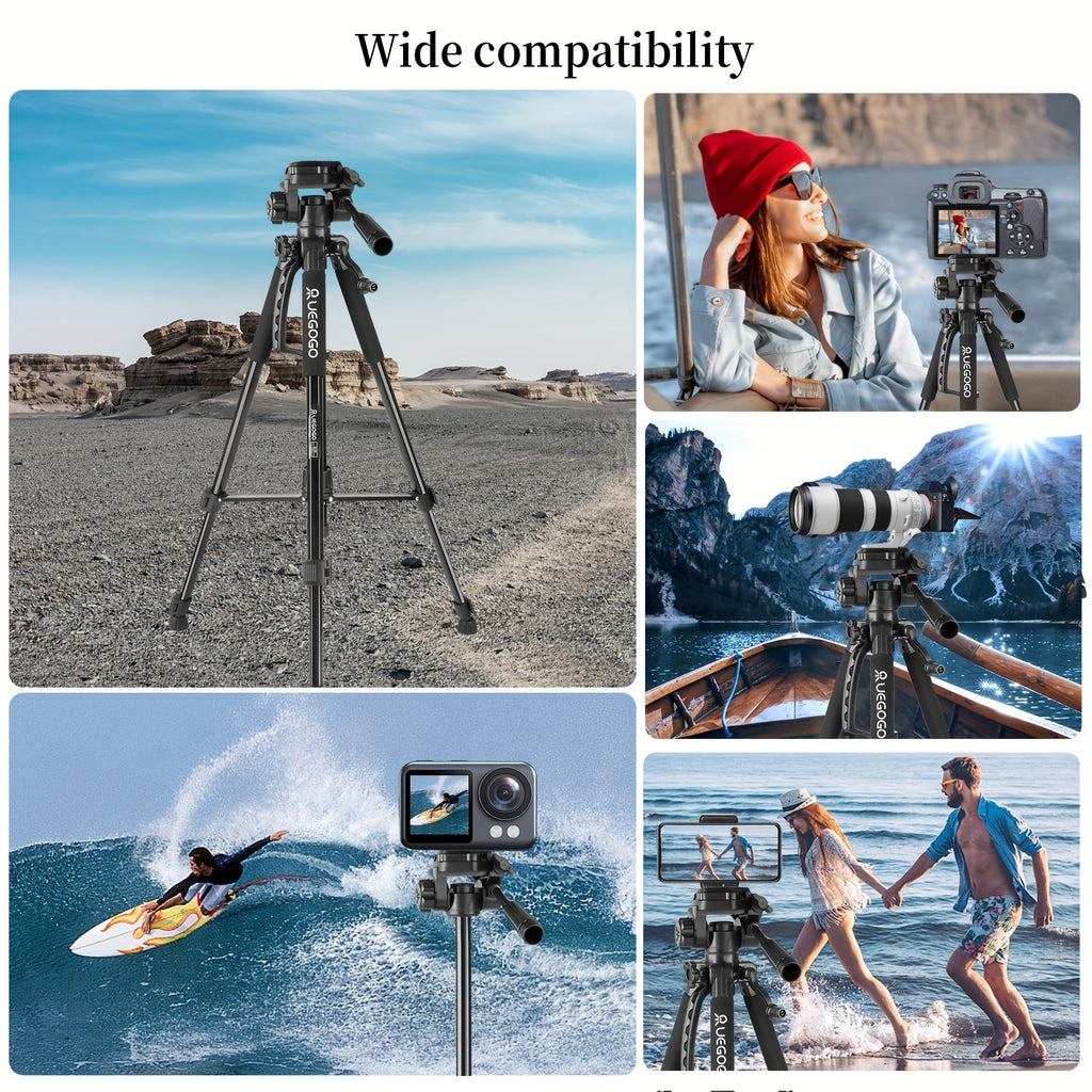 UEGOGO 5ft Heavy-Duty Tripod for DSLR, Mirrorless Cameras & Phones - Professional Video Stand with Storage Bag & Phone Holder