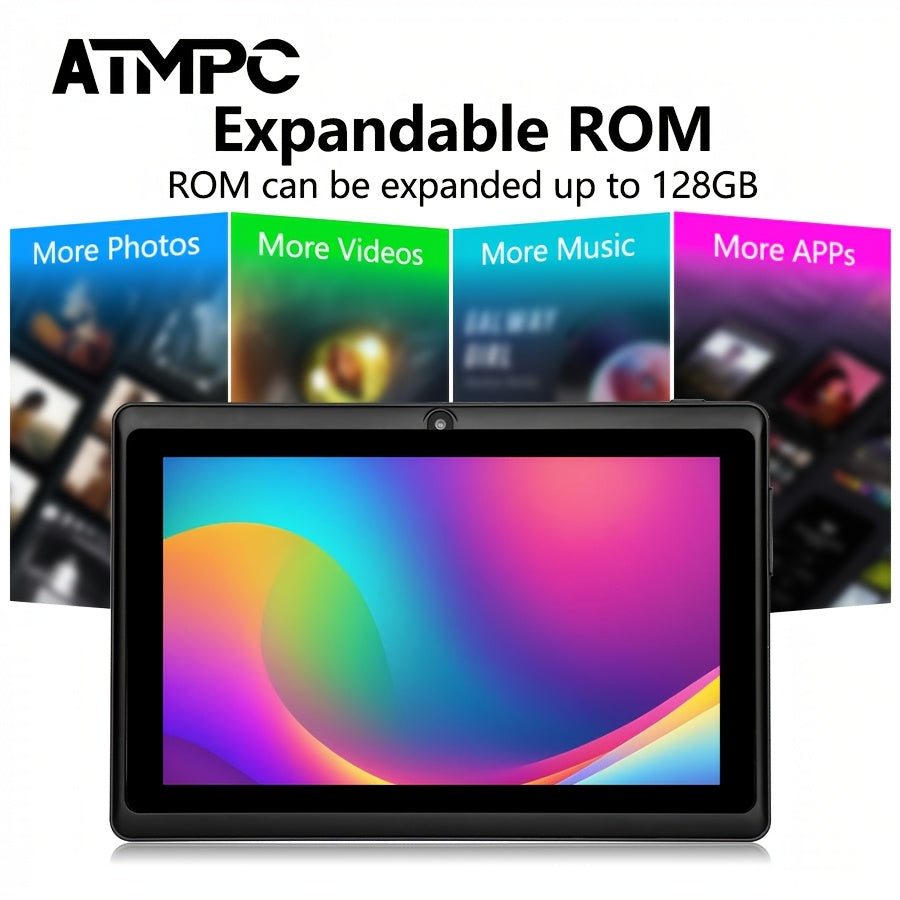 ATMPC 7 Inch Gaming Tablet, Android 11, 3GB RAM+32GB ROM (Expandable to 128GB), 2.4Ghz WIFI, BT 4.2, Quad-Core, 1024*600 HD IPS Display Tablet PC, Magnetic Case, Mini Gaming Tablet, School Supplies, Office Supplies And Additions, Tablet, Pad