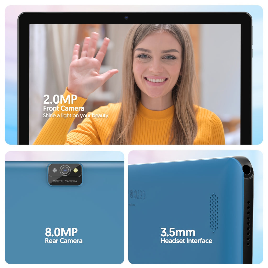 10-Inch Android 13 Tablet | Quad-Core CPU, 7GB (3+4) RAM, 64GB ROM, 1TB SD Card Expansion, 6000mAh Battery, 2MP+8MP Dual Camera, 1280x800 IPS Screen, Wi-Fi, Optional Keyboard, Mouse, Styl, Tablet, Pad, Tablet, Pad