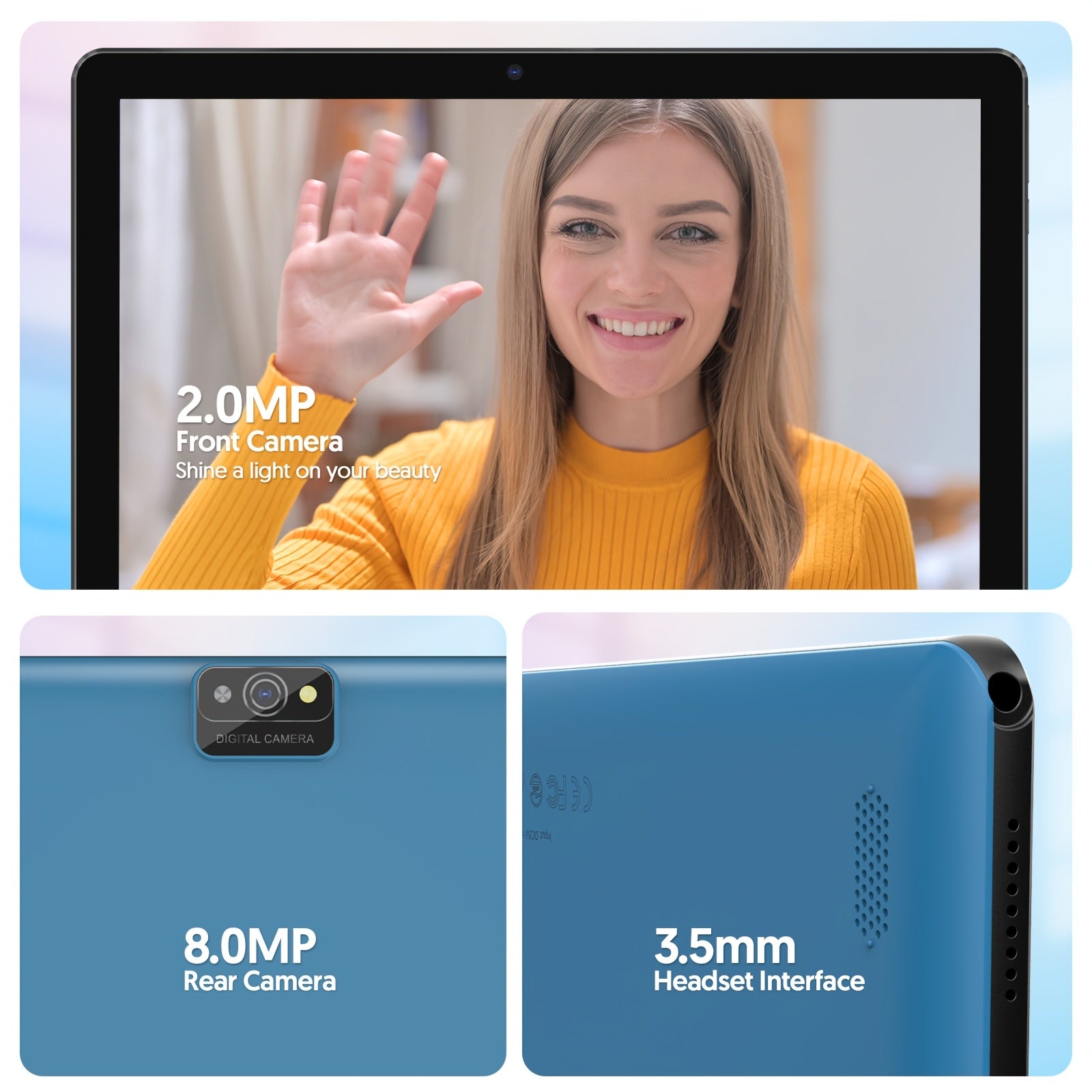 10-Inch Android 13 Tablet | Quad-Core CPU, 7GB (3+4) RAM, 64GB ROM, 1TB SD Card Expansion, 6000mAh Battery, 2MP+8MP Dual Camera, 1280x800 IPS Screen, Wi-Fi, Optional Keyboard, Mouse, Styl, Tablet, Pad, Tablet, Pad