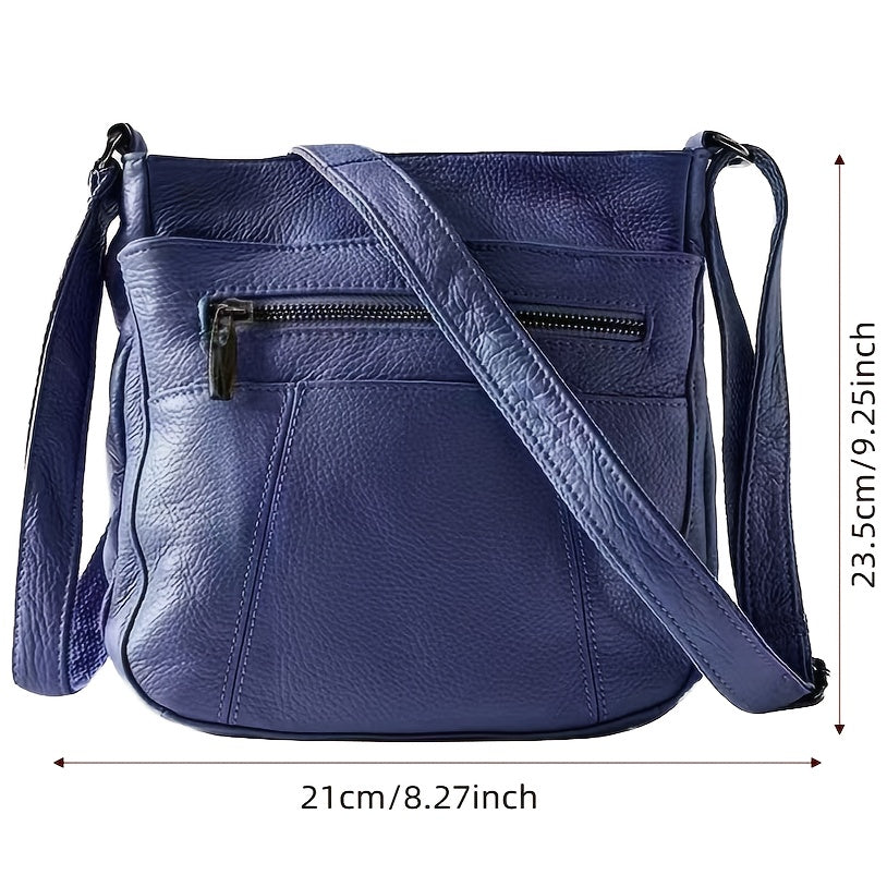 Genuine Leather Pockets Laptop Messenger Shoulder Bag Luxurious, Versatile, And Spacious with Ample Storage - Handbag Purse Cross Body Organizer Smart Phone Bag Multi Layer Zipper Anti-theft Student Gift Idea