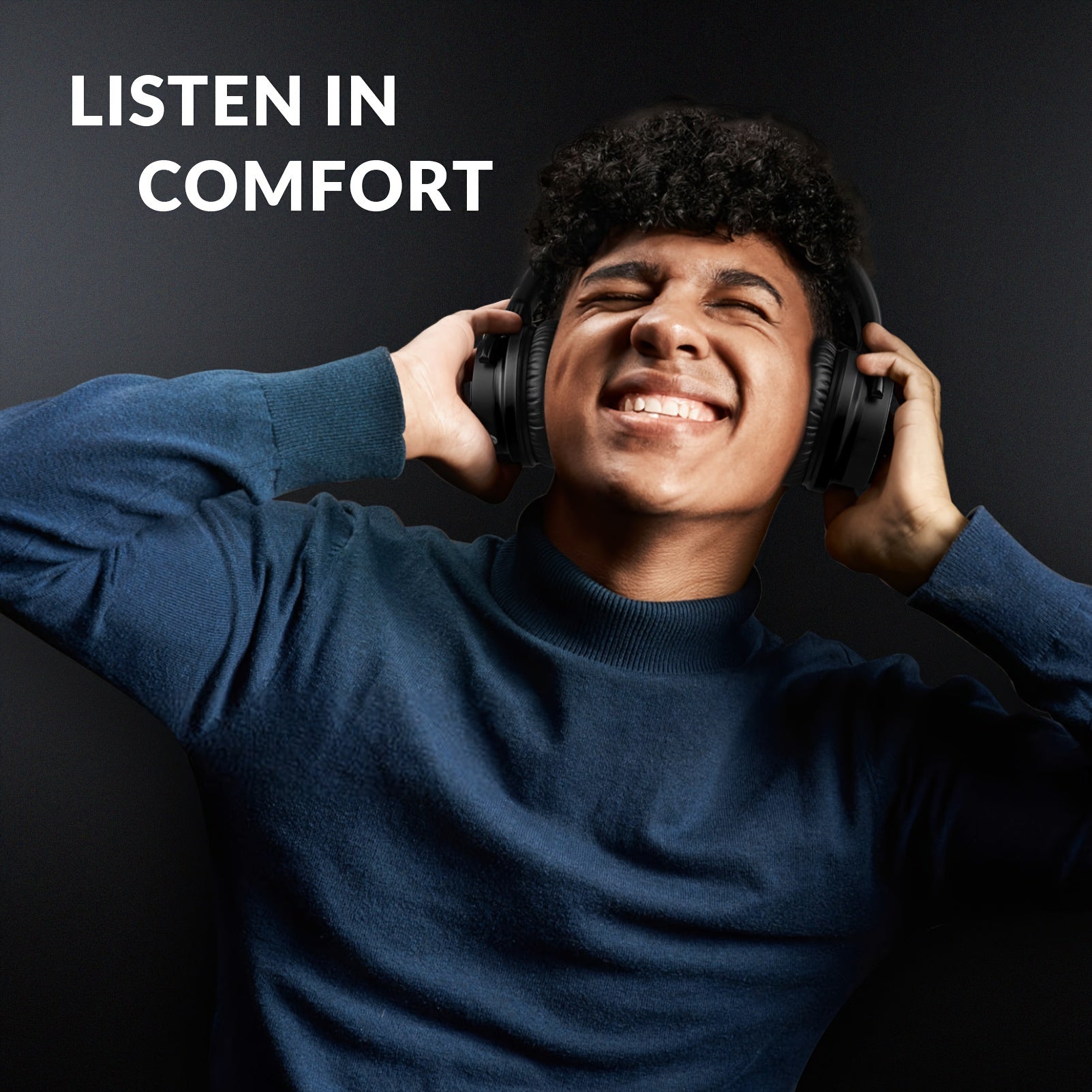 Active Noise Cancelling Headphones Wireless Headphones with Rich Bass, Clear Calls, 30 Hours Playtime, Comfort Fit, Black