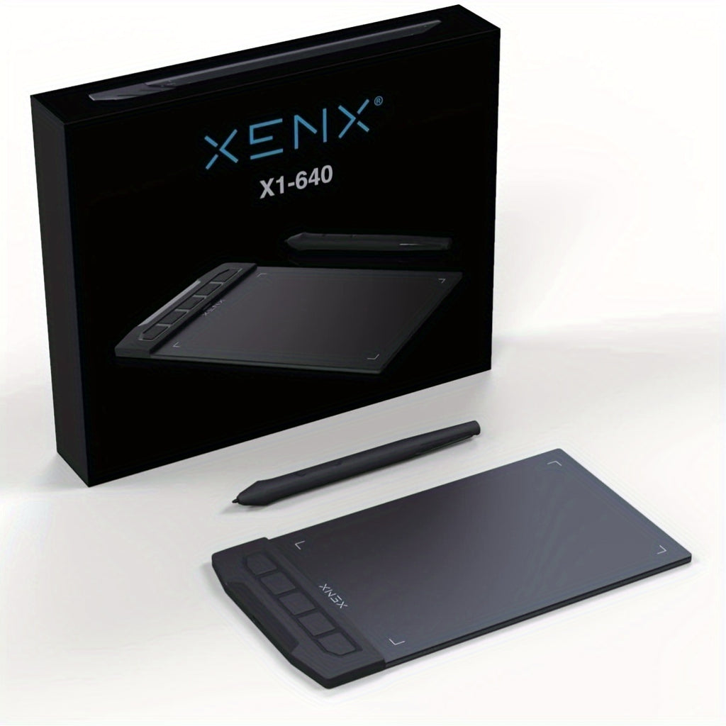 1pc XENX Drawing Tablet, ABS Material, 8192 Pressure Levels, 5080 LPI Pen Resolution, 266 PPS Reporting Rate, 2 Programmable Buttons, No Battery, Compatible with Mobile & Computer, Portable Design for Digital Art, Animation, Industrial Design