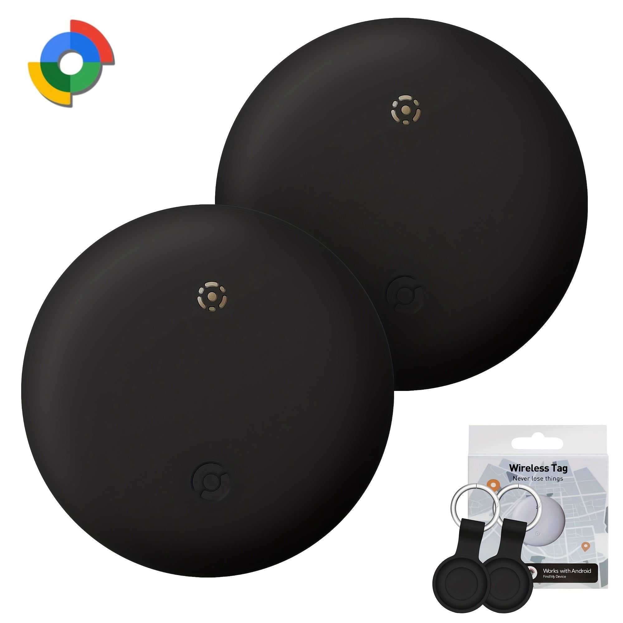 [Android Find My GPS] Rexzol 2Pack Air Tracker for Android Find My Mini GPS Tag Anti-Lost Device with Android Find My Phone, with Keychain Holder Case - Track Keys, Wallet, Pets, Cars, Suitcase - Durable Long-Lasting Use